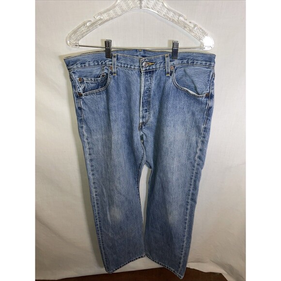 Levi’s 501 Men’s Straight Jeans Size 36x30 Blue Button Fly Cowboy Western Rodeo - Picture 1 of 12
